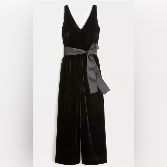 J.Crew V-neck Wide-Leg Velvet Jumpsuit Size 10P - Picture 4 of 13